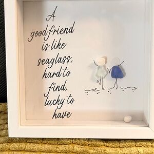Framed Seaglass Art with Quote